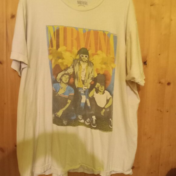 NIRVANA Other - NIrvana Band and Flowers XL White Shirt Vintage Grunge Kurt Cobain